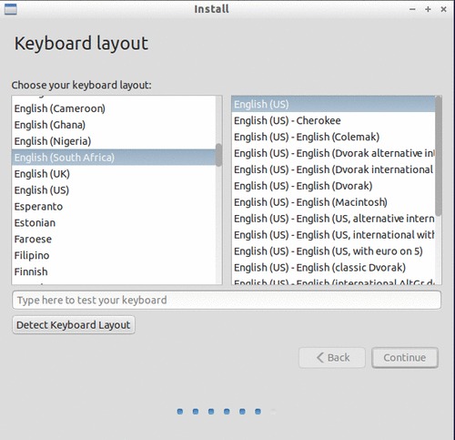 Selecting a keyboard layout