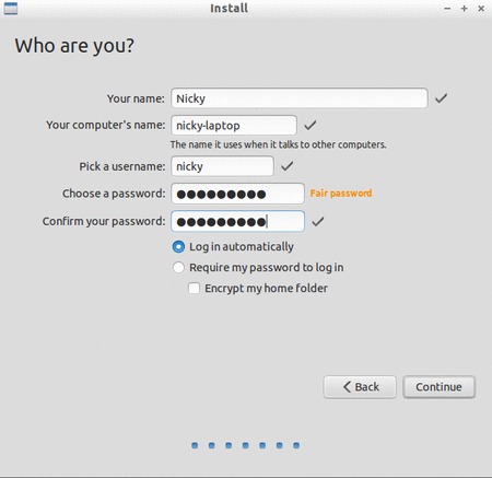 Picking user name and password