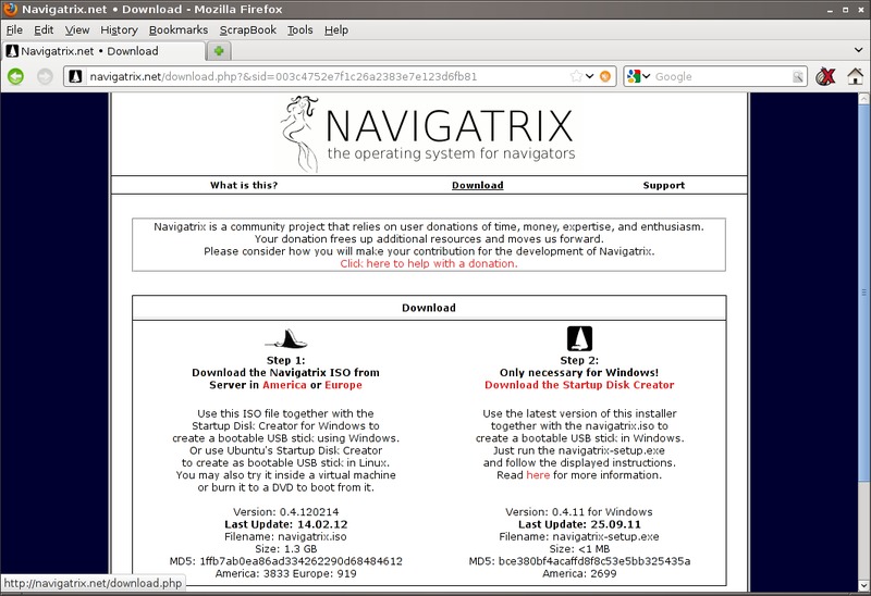Navigatrix download page
