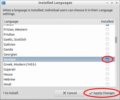 Language Support - Installed Languages